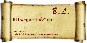 Biburger Léna névjegykártya